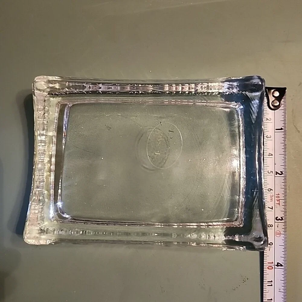 LE Smith Crystal Clear Art Glass Soap Dish Trinket Catchall Holder